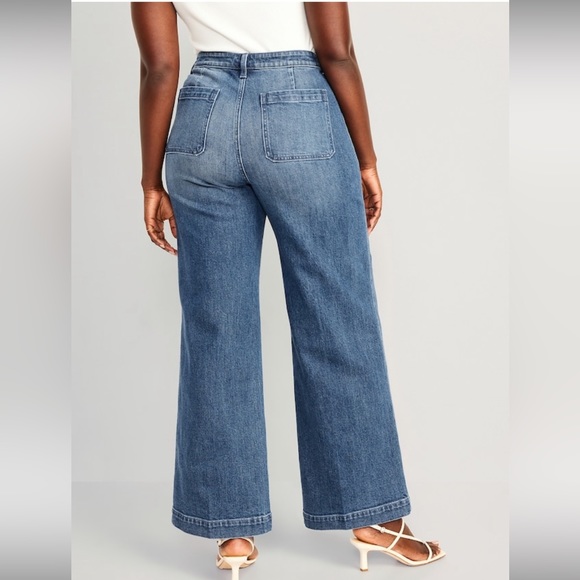 Old Navy Extra High-Waisted Trouser Wide-Leg Jeans Size 8 Petite - Picture 2 of 7